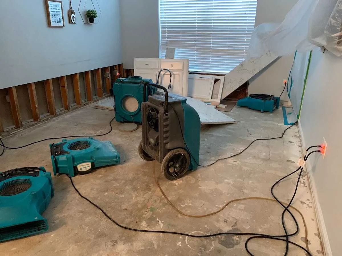 Dehumidifier in flood-cut room for Water Damage Restoration in Reading